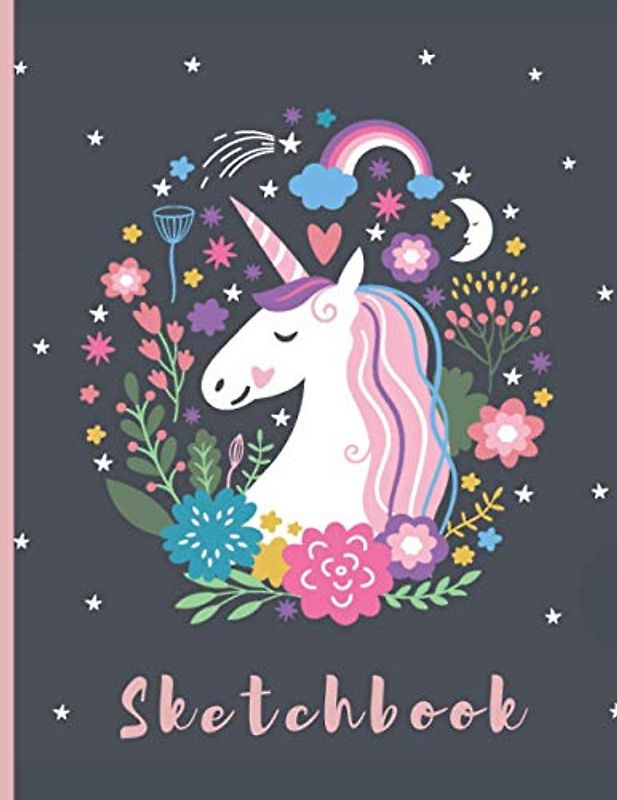 Sketchbook for Girls: A Cute Unicorn Sketchbook for Kids, 108+ Large Pages of 8.5"x11" With Blank Paper To Drawing, Doodling, Journal ,Sketching ( Matte Blank Unlined Edition )