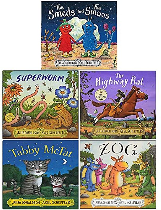 Julia Donaldson 5 Books Collection Set By The Creators of the Gruffalo (The Scarecrows' Wedding, Superworm, The Highway Rat, Tiddler, Zog)