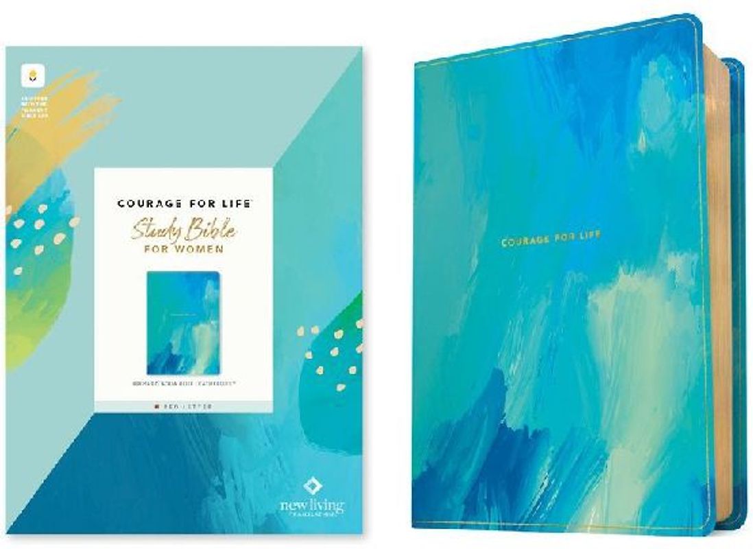 NLT Courage for Life Study Bible for Women, Filament Enabled (Leatherlike, Brushed Aqua Blue, Red Letter)