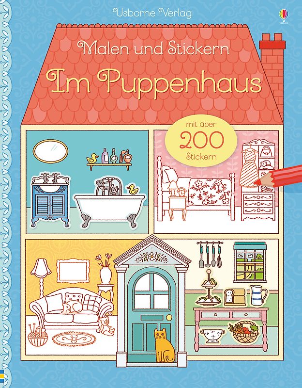 Malen und Stickern: Im Puppenhaus