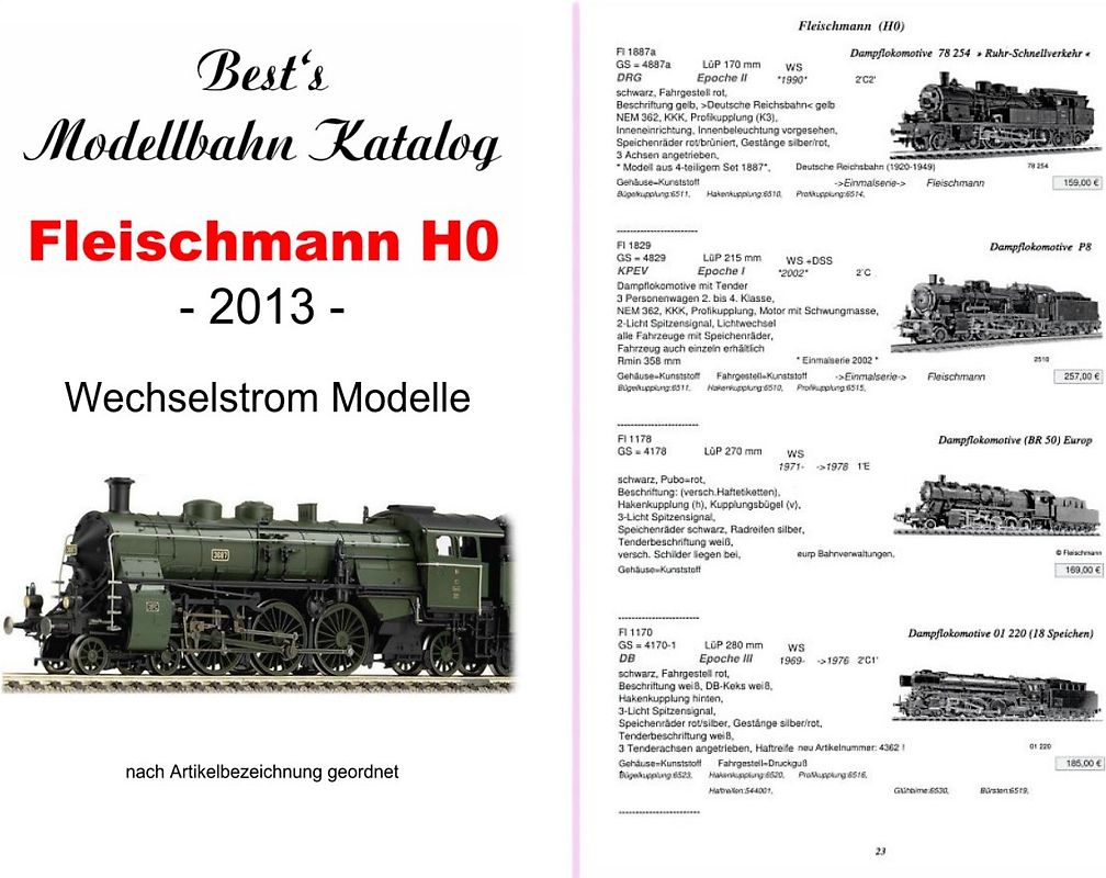 Best`s Modellbahn Katalog Fleischmann H0 Wechsestrom Modelle WS (AC)  2014
