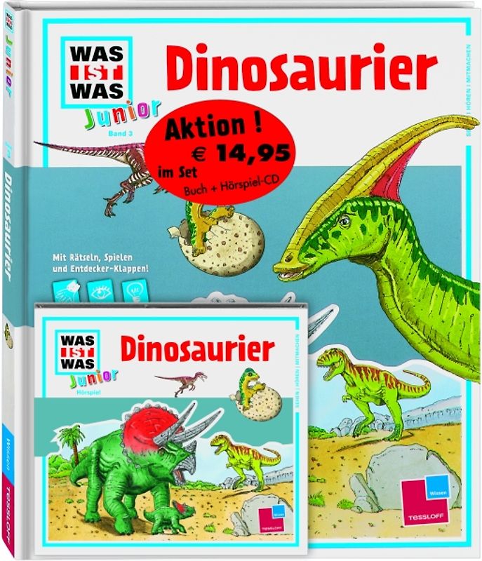 WAS IST WAS Junior Set: Dinosaurier Buch & Hörspiel-CD