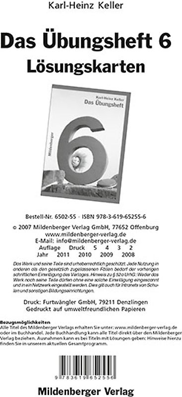 Das Übungsheft Mathematik 6 - Lösungskarten zur Selbstkontrolle