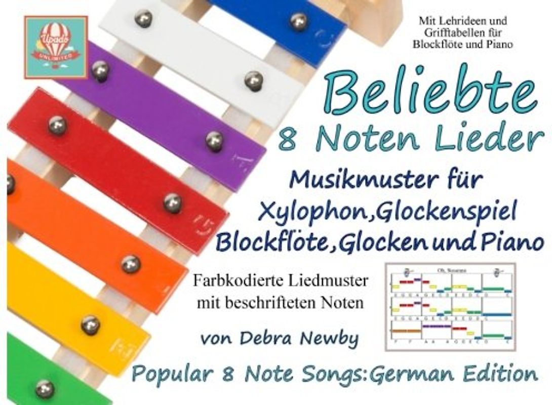 Beliebte 8 Noten Lieder: Musikmuster fur Xylophon, Glockenspiel, Blockflote, Glocken and Piano: German Edition (Popular 8 Note Songs, Band 6)