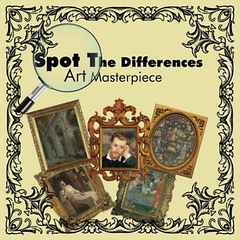 Spot the Difference Masterpiece Book for Adults: 52 Different Pictures. Large Print 8.5" x 8.5". With Solutions & Biography of the Painters.