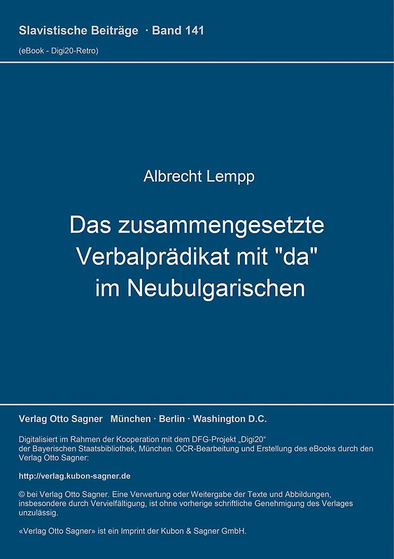 Das zusammengesetzte Verbalprädikat mit "da" im Neubulgarischen