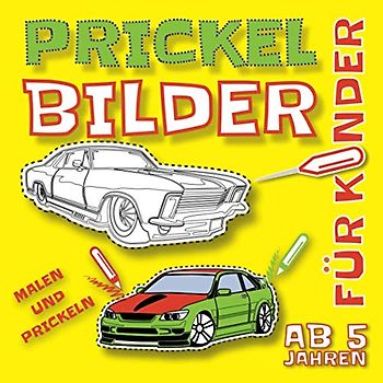 Prickelbilder Malen und Prickeln für Kinder: Vorlagen von Autos und Autosteilen | Entspannendes Konzentrationstraining ab 5 Jahre | Prickel Block