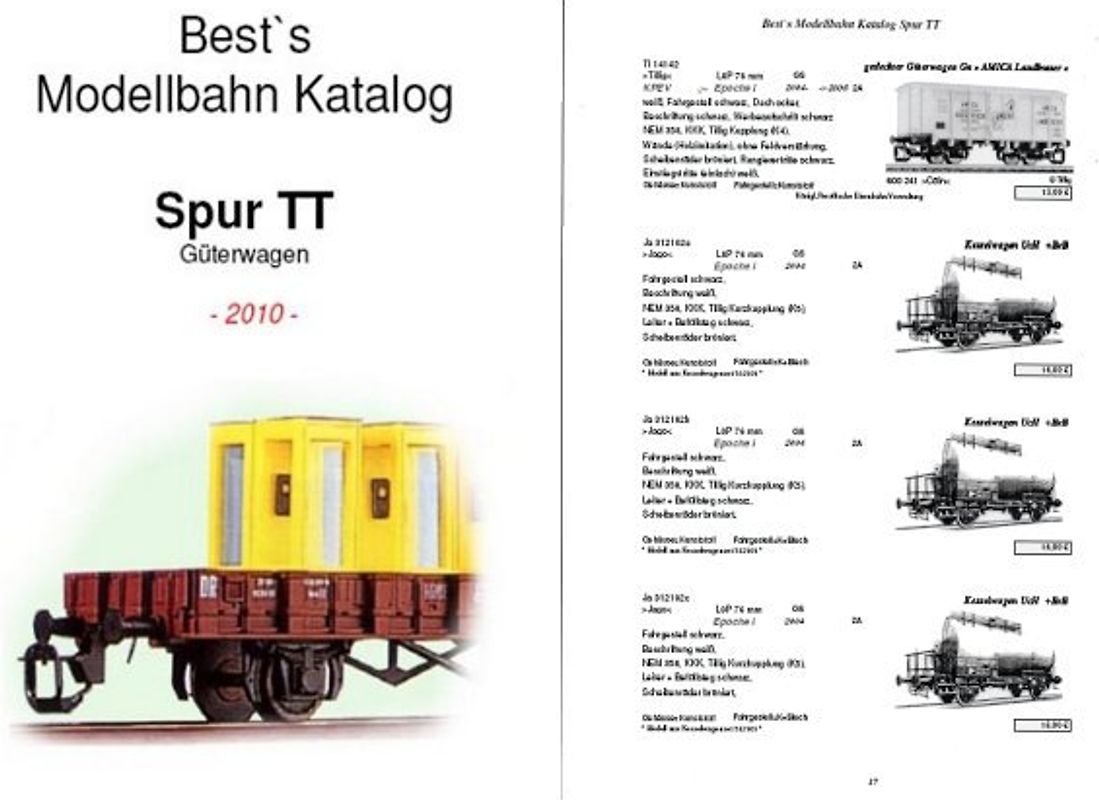 Best`s Modellbahn Katalog Spur TT Güterwagen 2010