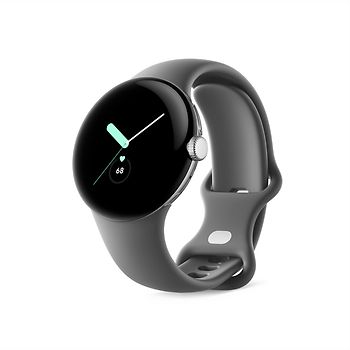 Google Pixel Watch 41 mm argent poli avec bracelet sport couleur charbon [Wi-Fi + 4G]