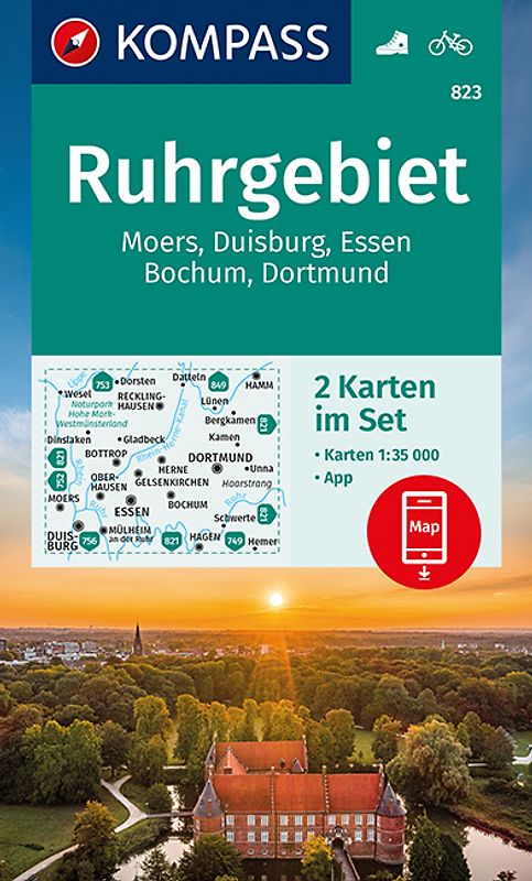 KOMPASS Wanderkarten-Set 823 Ruhrgebiet (2 Karten) 1:35.000
