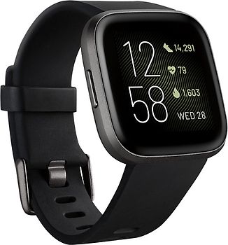 Fitbit Versa 2 40 mm carbone aluminium et bracelet en silicone noir [Wi-Fi]