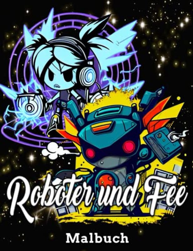 Roboter und Fee Malbuch: Fantasie-Roboter-Malbuch für Erwachsene / Fantastisches Feen- und Roboter-Malbuch / einfache Malseiten / Designs mit großartigen Designs von Robotern, Feen-Mädchen und Jungen