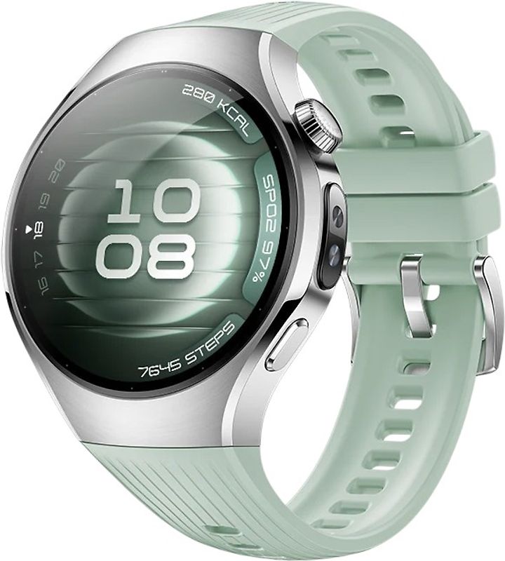 Huawei Watch 5 42 mm cassa in acciaio inossidabile argentocon il cinturino in fluoroelastomero verde [WiFi + 4G]