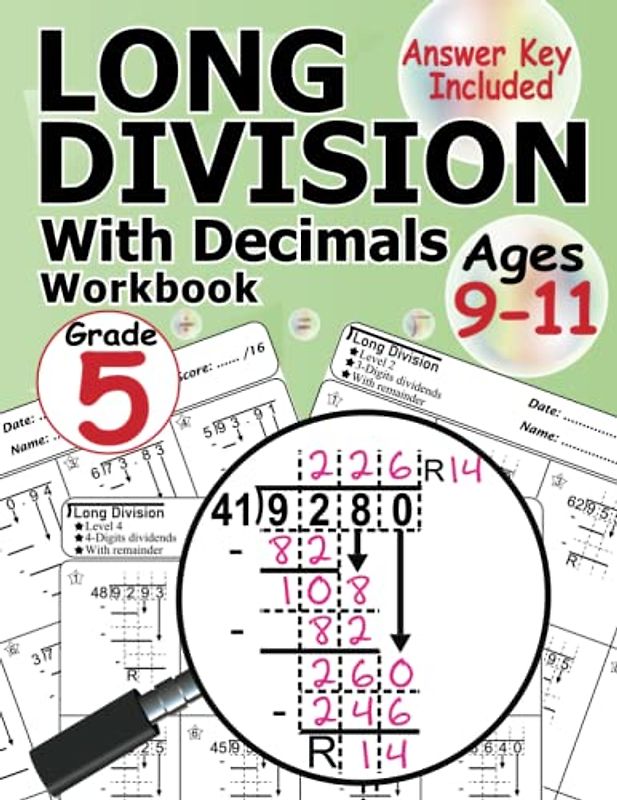 Long Division With Decimals and Remainders Grade 5: (100 Scaffolded Practice Worksheet) Dividing Multi-digit & Big Numbers With Examples and Answer ... Remainders For Kids Ages 9-11 KS2 Year 5