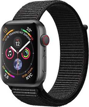 Apple Watch Series 4 44 mm boîtier en aluminium gris sidéral avec Boucle Sport noir [Wifi+Cellular]