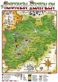 Cartoonlandkarte Nordrhein-Westfalen