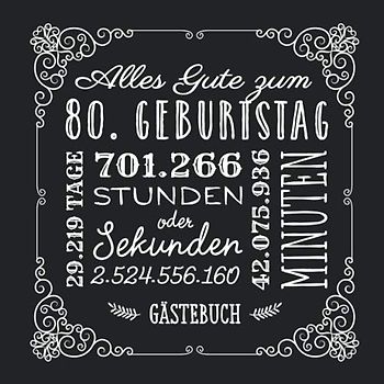 Alles Gute zum 80. Geburtstag: Gästebuch zum 80.Geburtstag für Mann oder Frau - 80 Jahre Geschenkidee & Vintage Deko Schwarz - Buch für Glückwünsche und Fotos der Gäste
