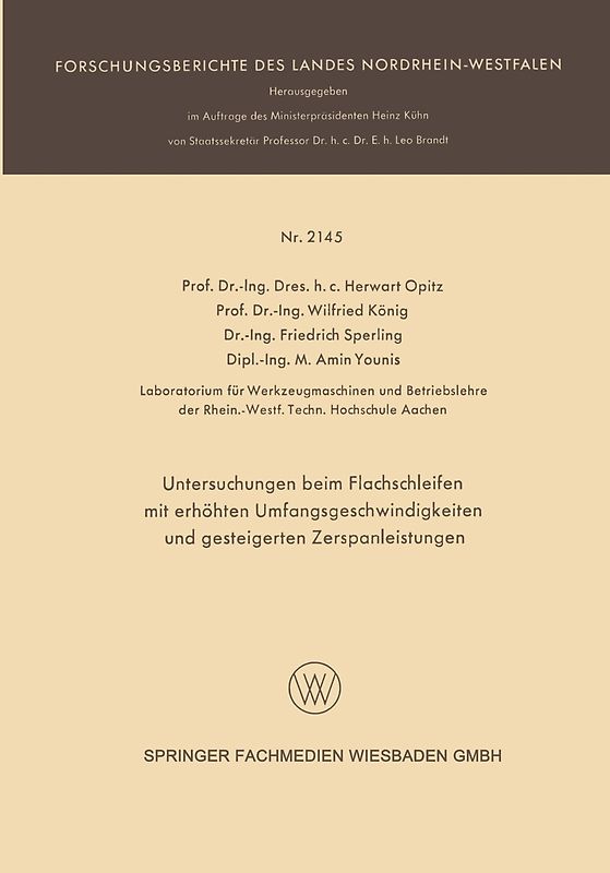 Untersuchungen beim Flachschleifen mit erhöhten Umfangsgeschwindigkeiten und gesteigerten Zerspanleistungen