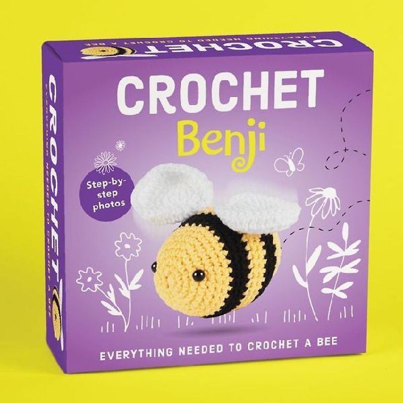 Pil Crochet Kit for Beginners - Benji the Bee Amigurumi - Complete DIY Kit with Step-By-Step Instructions, Yarn, Hook, Safety Eyes & Stuffing - Make a Stuffed Bee