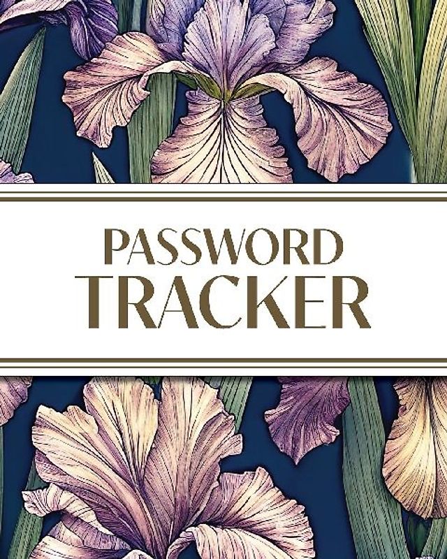 XL Large Print Password Tracker (Purple Irises on Navy)