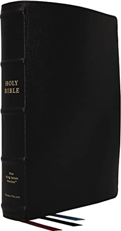 NKJV, Large Print Verse-by-Verse Reference Bible, Maclaren Series, Premium Goatskin Leather, Black, Comfort Print: Holy Bible, New King James Version