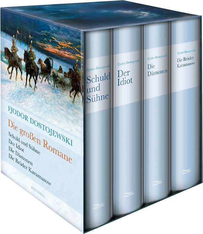 Dostojewski, Die großen Romane. Geprüfte Neuauflage Juni 2022 (Schuld und Sühne - Der Idiot - Die Dämonen - Die Brüder Karamasow) (4 Bände im Schuber)