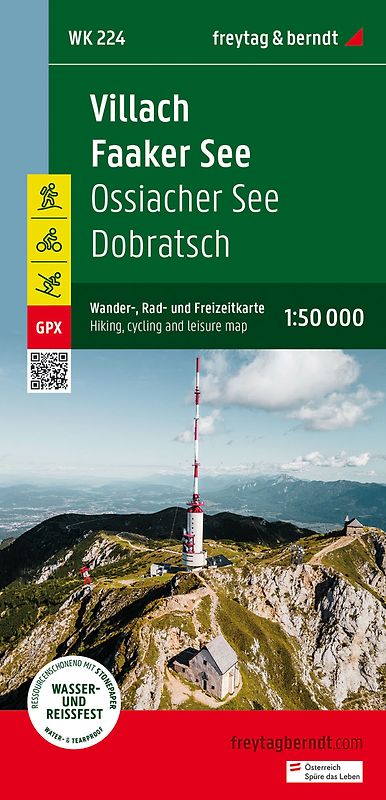 freytag & berndt Wanderkarte WK 224 Villach - Faaker See, Ossiacher See - Dobratsch 1:50.000
