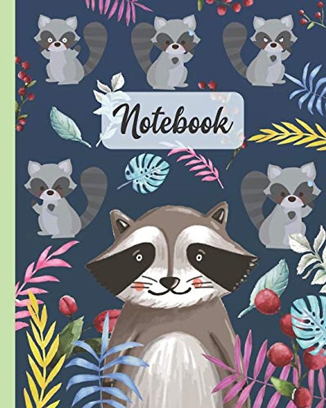 Notebook: Raccoon - Mammal Animals Diary & Journal , Book Gift Idea For Women Men Kids Teens Girls Boys Friends 8x10" 110 Pages