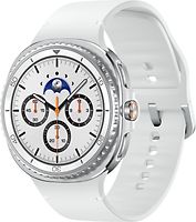 Samsung Galaxy Watch8 Classic 46 mm Boîtier aluminium blanc sur Sport en silicone M/L blanc [Wi-Fi]