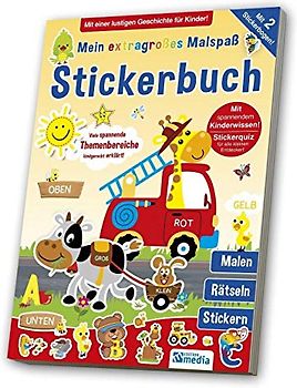 Stickerspaßbuch - Meine Welt im Kindergarten: Mit einer lustigen Geschichte für Kinder. Malen - Rätseln - Stickern. Mit 2 Stickerbogen