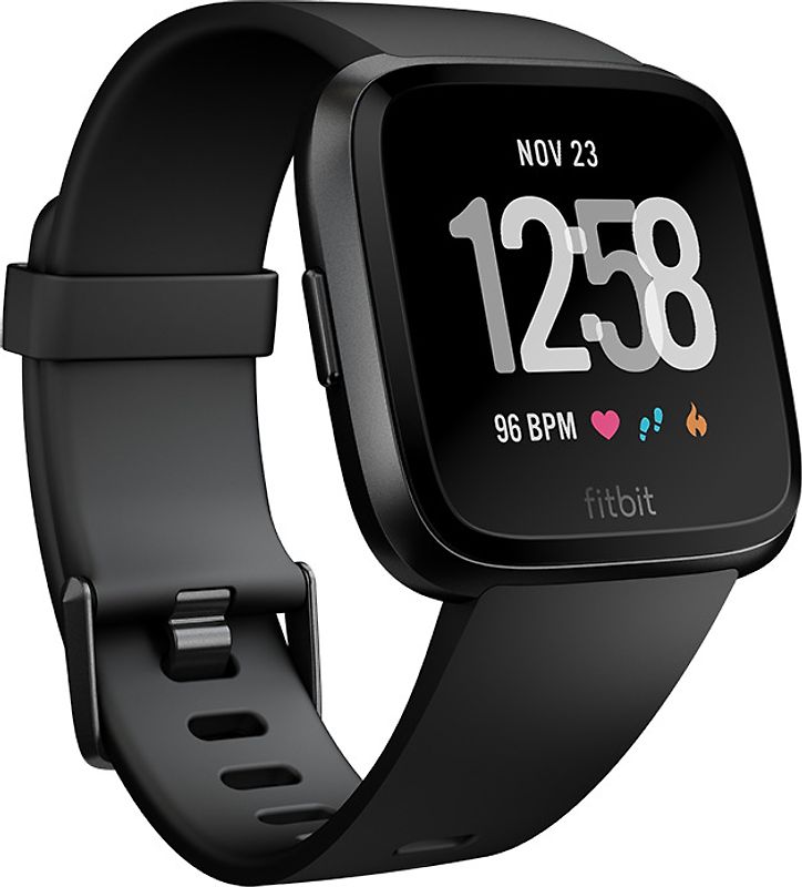 Fitbit Versa 34 mm noir aluminium et bracelet en silicone noir [Wi-Fi]