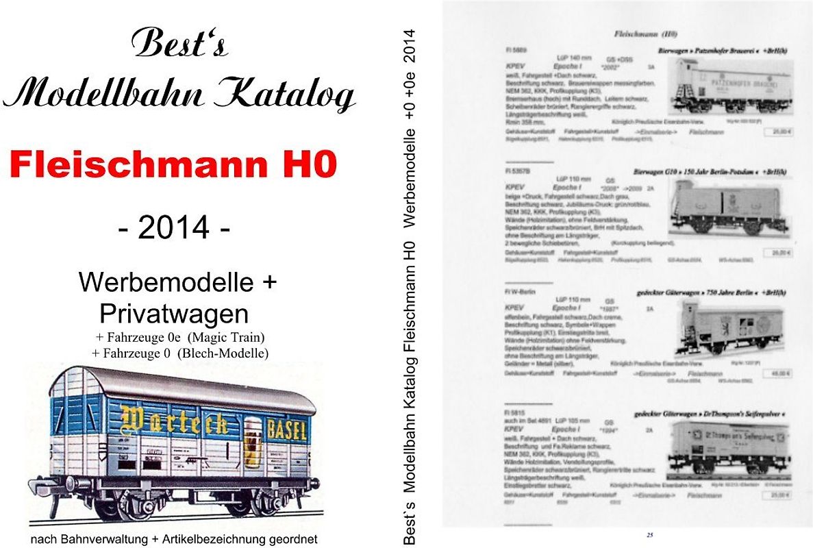Best`s Modellbahn Katalog Fleischmann H0 Werbewagen + 0e (Magic Train) +Spur 0 - 2014