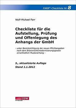 Checkliste 8 für die Aufstellung, Prüfung und Offenlegung des Anhangs der GmbH