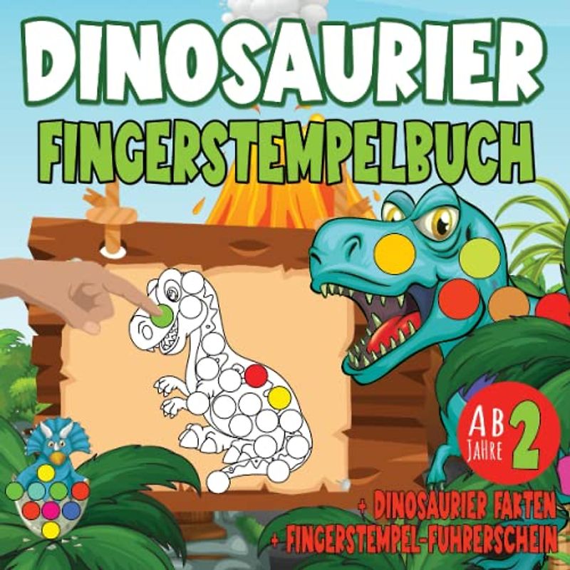 Fingerstempelbuch Dinosaurier: Mein erstes Fingermalbuch Dinosaurier für Mädchen und Jungen ab 2 Jahre mit über 40 lustigen Dinos zum Kritzeln und ... - Förderung der Konzentration und Feinmotorik