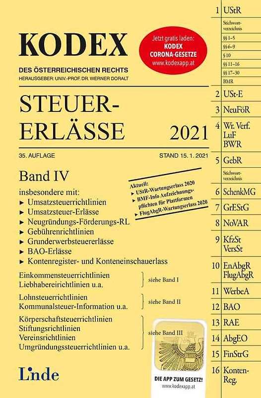 KODEX Steuer-Erlässe 2021, Band IV