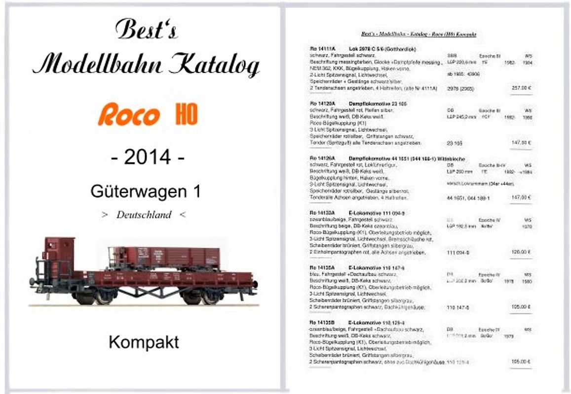 Best`s Modellbahn Katalog Roco H0 Güterwagen 1 (Deutschland) 2014 kompakt