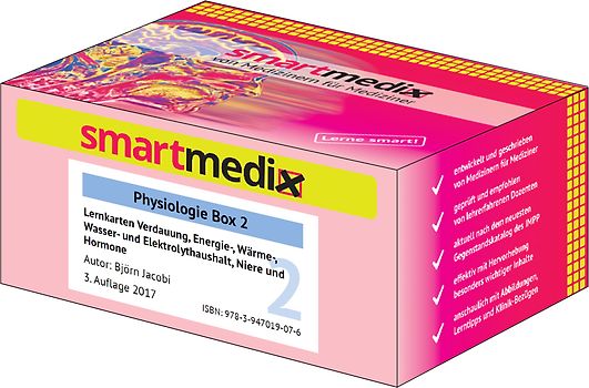 SmartMedix Lernkarten Physiologie Box 2: Verdauung, Energie-, Wärme-, Wasser- und Elektrolythaushalt, Niere und Hormone