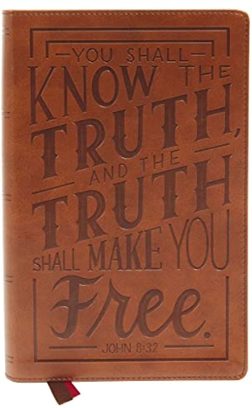 NKJV, Personal Size Large Print End-of-Verse Reference Bible, Verse Art Cover Collection, Leathersoft, Brown, Red Letter, Comfort Print: Holy Bible, New King James Version