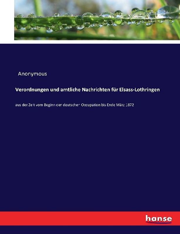 Verordnungen und amtliche Nachrichten für Elsass-Lothringen