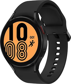Samsung Galaxy Watch4 44 mm Aluminiumgehäuse schwarz am Silikonarmband schwarz [Wi-Fi]