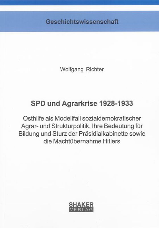 SPD und Agrarkrise 1928-1933