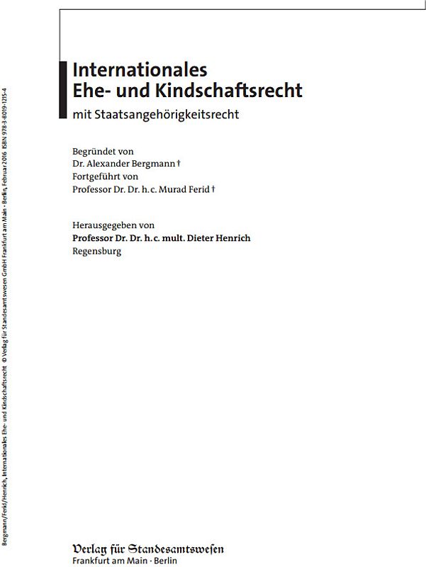 Internationales Ehe- und Kindschaftsrecht mit Staatsangehörigkeitsrecht