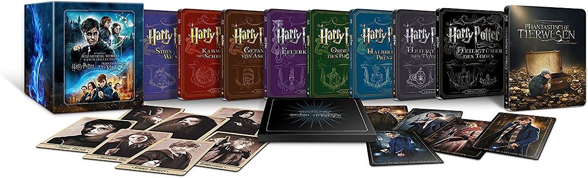 Wizarding World 9-Film Collection: Harry Potter 1-7 / Phantastische Tierwesen und wo sie zu finden sind [Collector's Steelbook Edition, 17 Discs, inkl. Sammelkarten] Blu-ray Disc