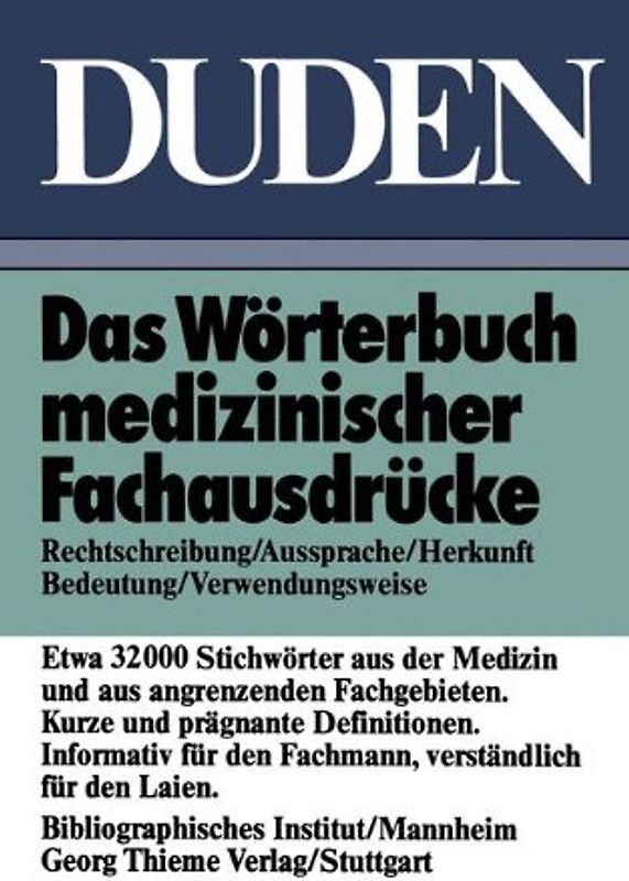 Duden Wörterbuch Medizinischer Fachausdrücke - Karl-Heinz / Bibliographisches Institut Mannheim Ahlheim