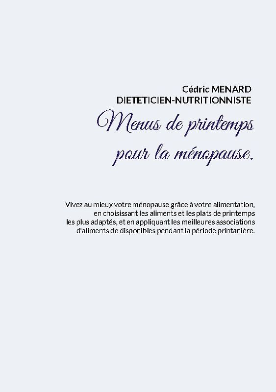 Menus de printemps pour la ménopause.