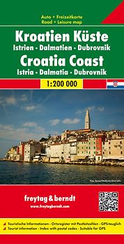 Kroatien Küste, Istrien - Dalmatien - Dubrovnik, Autokarte 1:200.000