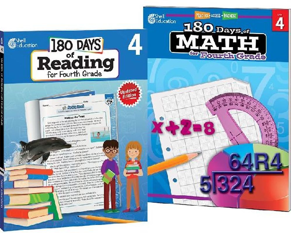 180 Days(tm) Reading & Math for Grade 4: 2-Book Set