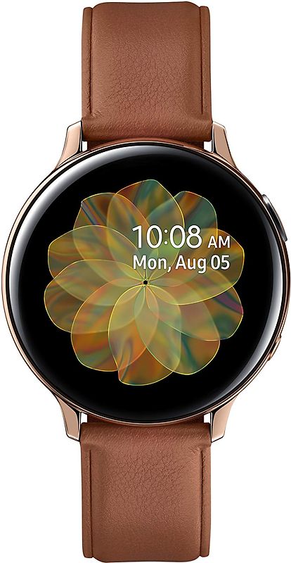 Samsung Galaxy Watch Active2 44 mm - Boîtier en acier inoxydable or et bracelet marron [Wi-Fi]