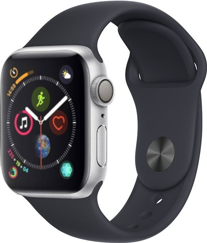 Apple Watch Series 4 40 mm boîtier en aluminium argent avec Bracelet Sport noir [Wifi]