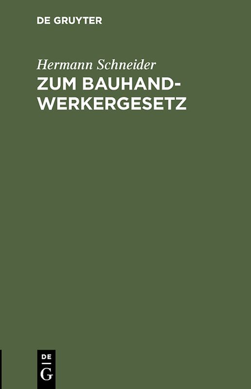 Zum Bauhandwerkergesetz